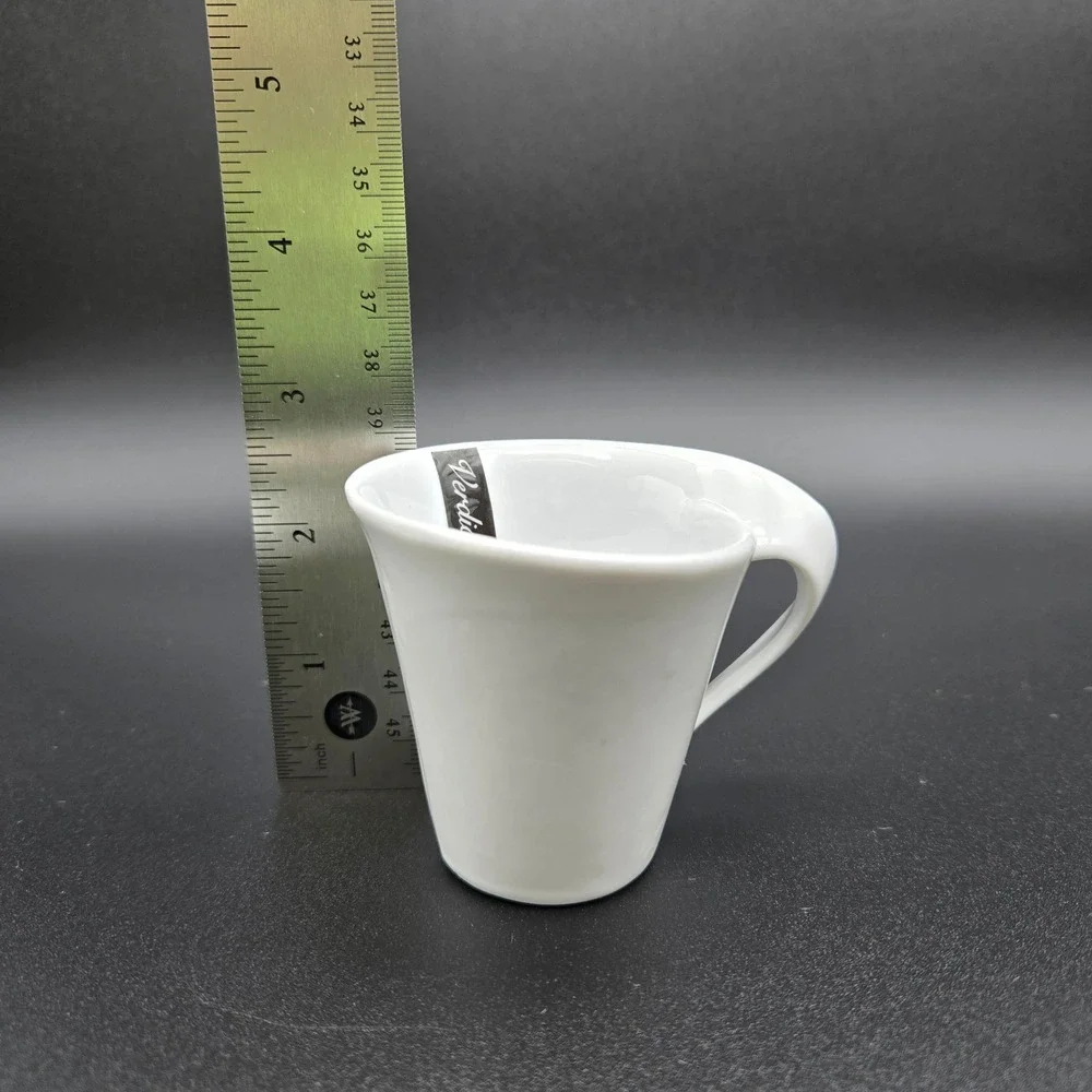 Verdici Design Espresso Cup and Saucer Set White Modern Minimalist Ceramic